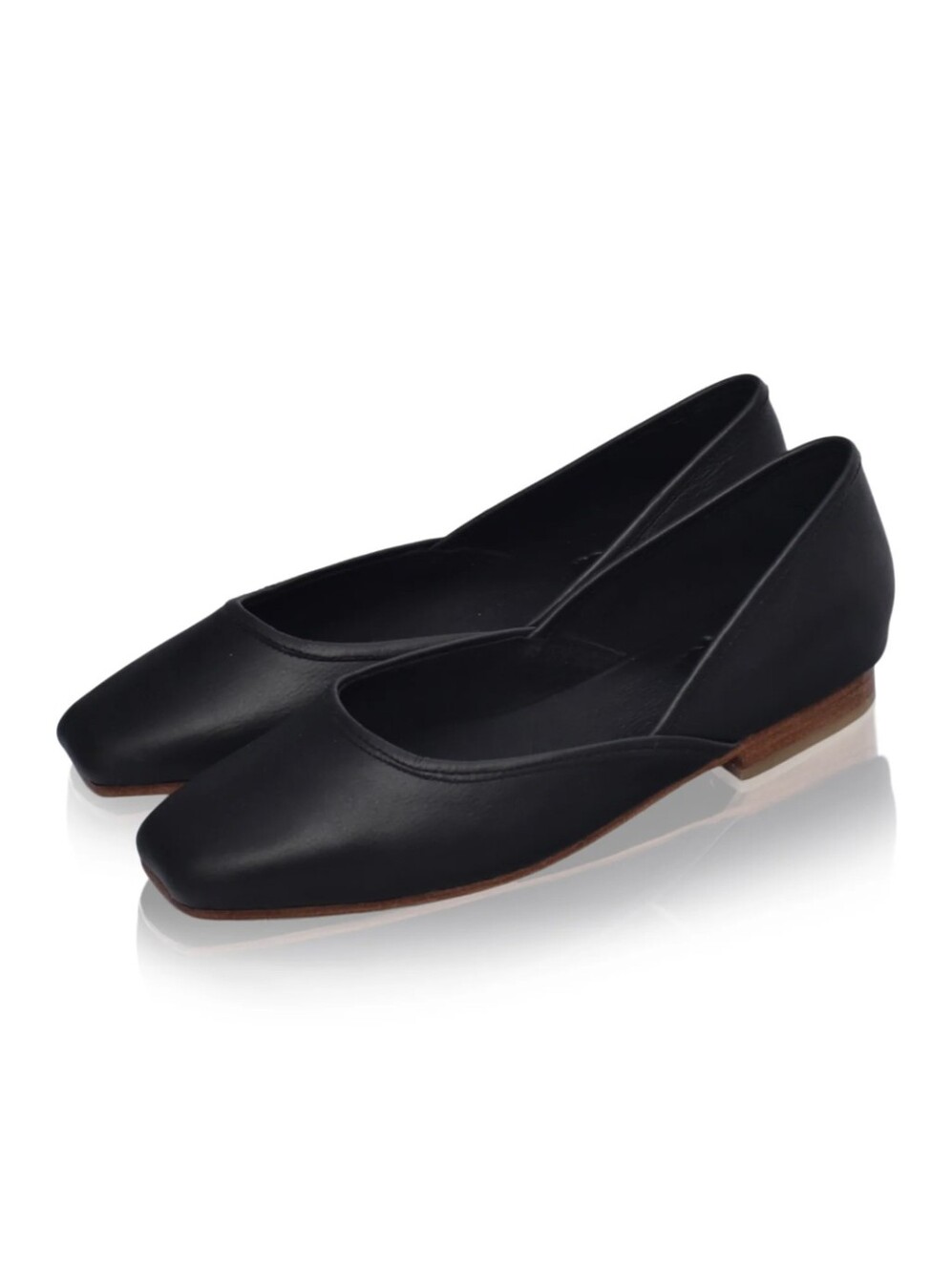 NWOB Bali ELF Black Leather Amore Square Toe Ballet Flats Women's Size 12